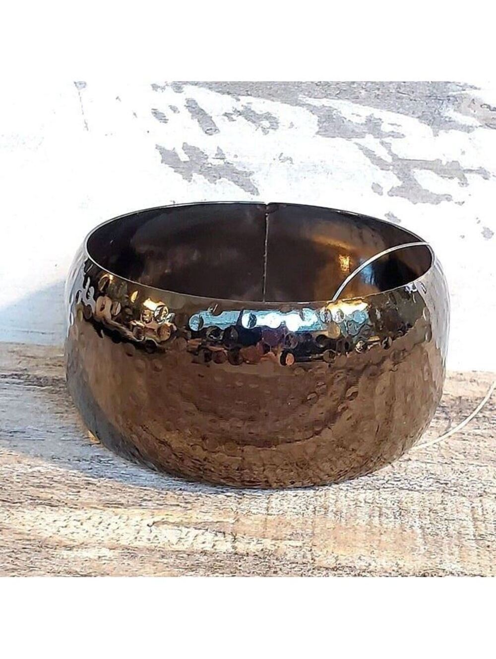 Y2K 90s Vintage Hammered Gunmetal Gray Black Metal Bangle Bracelet